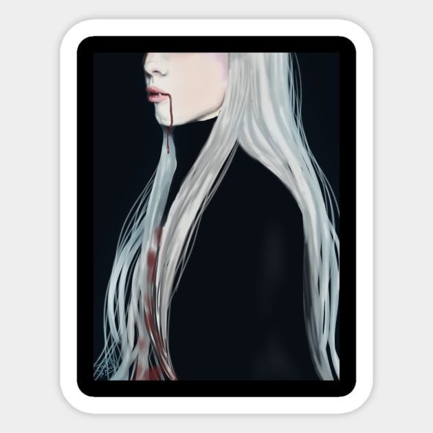 White Hair Vampire Sticker by CintiaSand